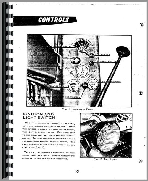 Operators Manual for Minneapolis Moline RTU Tractor Sample Page From Manual