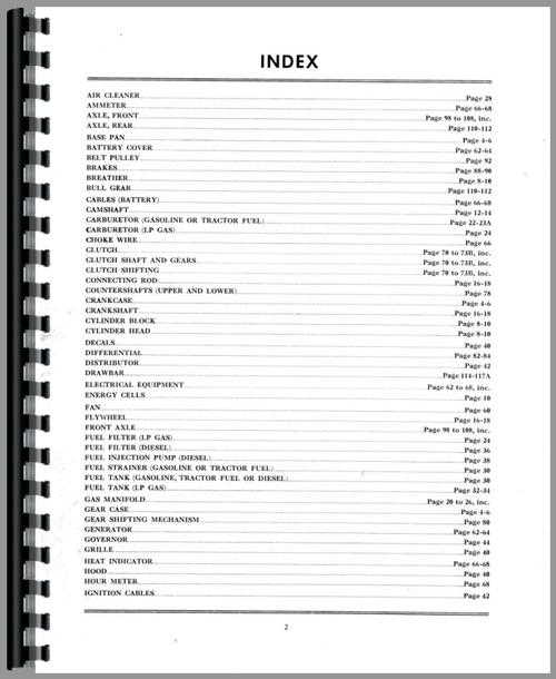 Parts Manual for Minneapolis Moline UBE Tractor Sample Page From Manual
