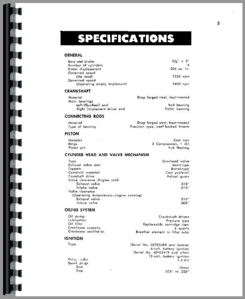 Operators Manual for Minneapolis Moline UNI Tractor Sample Page From Manual
