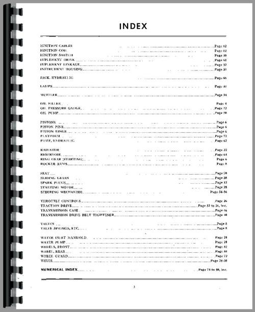 Parts Manual for Minneapolis Moline Uni-Tractor Tractor Sample Page From Manual