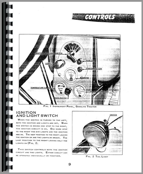Operators Manual for Minneapolis Moline UTC Tractor Sample Page From Manual