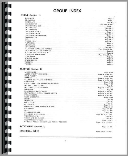 Parts Manual for Minneapolis Moline UTU Tractor Sample Page From Manual