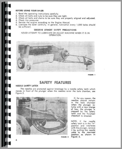 Operators Manual for New Holland 271 Baler Sample Page From Manual