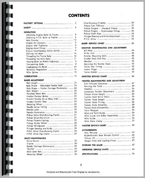 Operators Manual for New Holland 273 Baler Sample Page From Manual