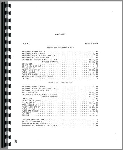 Parts Manual for New Holland 451 Sickle Bar Mower Sample Page From Manual