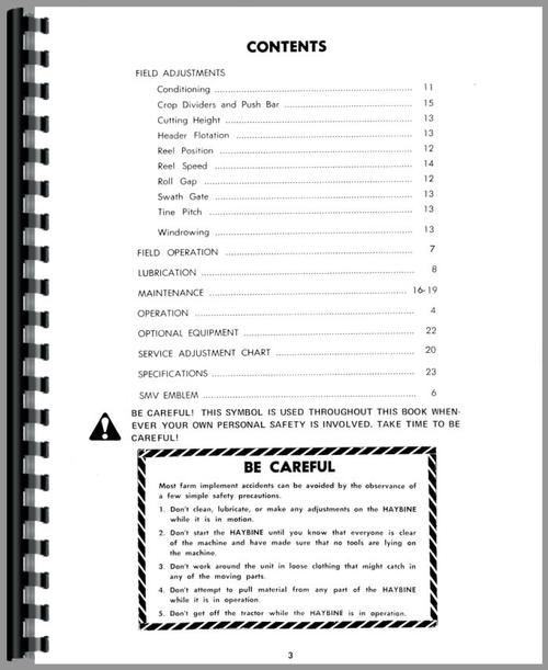 Operators Manual for New Holland 469 Haybine Sample Page From Manual