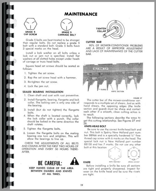 Operators Manual for New Holland 479 Haybine Sample Page From Manual