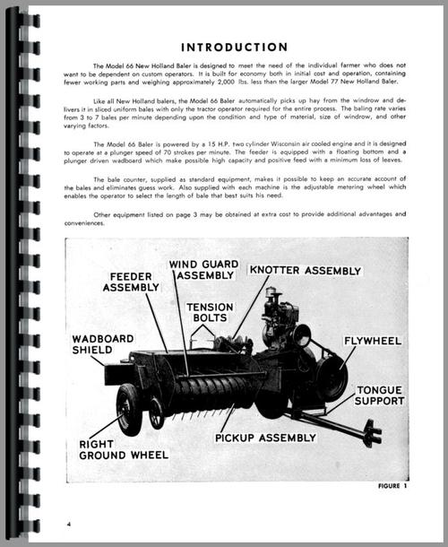 Operators Manual for New Holland 66 Baler Sample Page From Manual