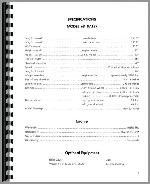Operators Manual for New Holland 68 Baler Sample Page From Manual