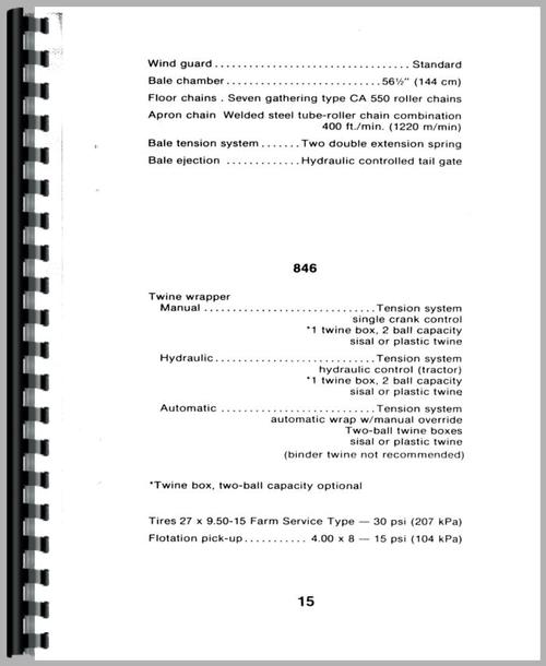 Service Manual for New Holland 852 Baler Sample Page From Manual