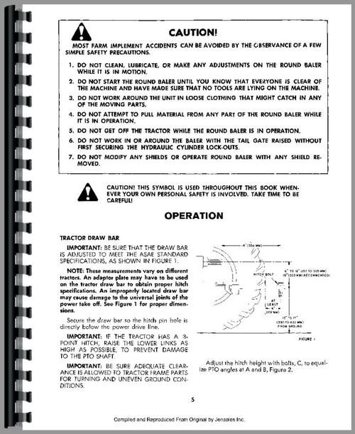 Operators Manual for New Holland 852 Baler Sample Page From Manual