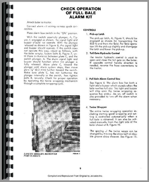 Operators Manual for New Holland 852 Baler Sample Page From Manual