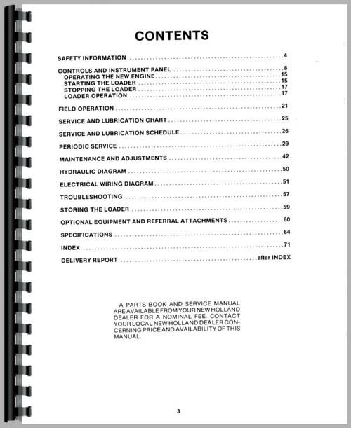 Operators Manual for New Holland L553 Skid Steer Sample Page From Manual