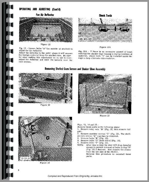 Operators & Parts Manual for New Idea 314 Corn Sheller Sample Page From Manual