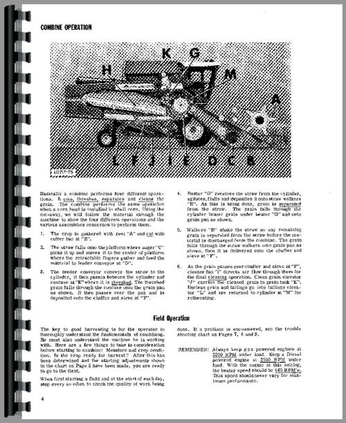 Operators Manual for New Idea 717 Combine Sample Page From Manual