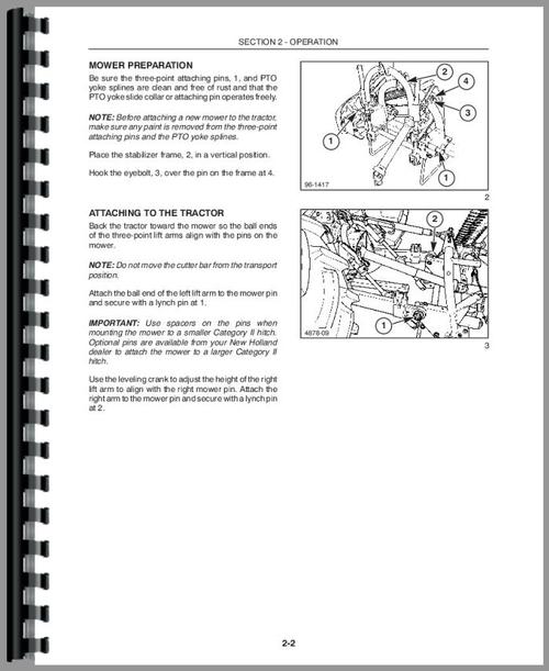 Operators Manual for New Holland 451 Sickle Bar Mower Sample Page From Manual