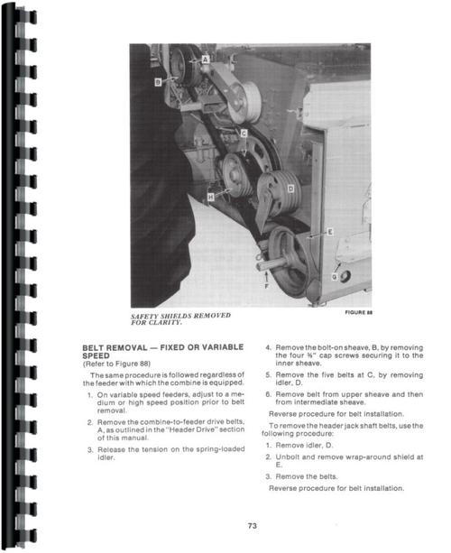 Operators Manual for New Holland TR75 Combine Sample Page From Manual