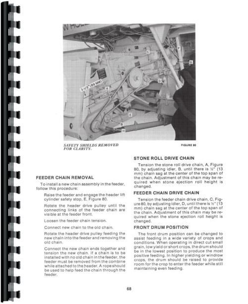Operators Manual for New Holland TR85 Combine Sample Page From Manual