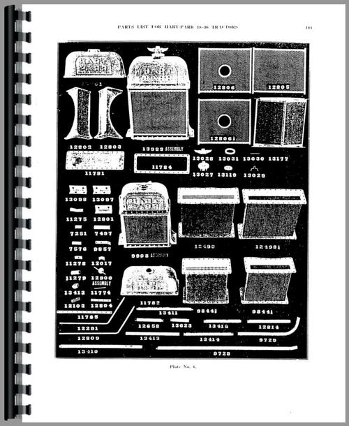 Parts Manual for Oliver (Hart Parr) Hart Parr 18-36 Tractor Sample Page From Manual