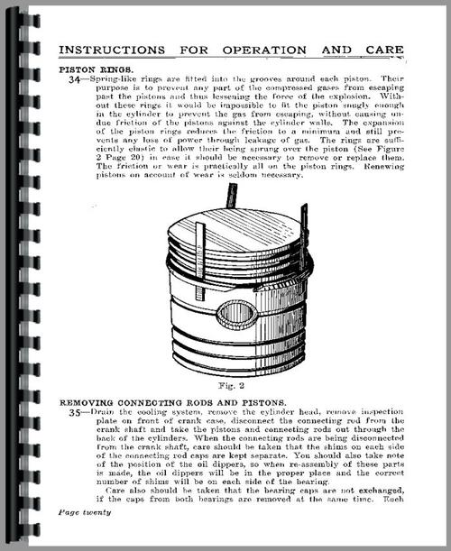 Operators Manual for Oliver (Hart Parr) Hart Parr 20-10 Tractor Sample Page From Manual