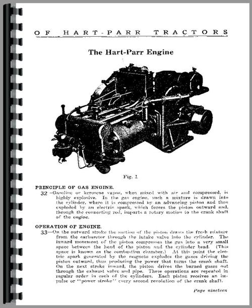 Operators Manual for Oliver (Hart Parr) Hart Parr 20-40 Tractor Sample Page From Manual