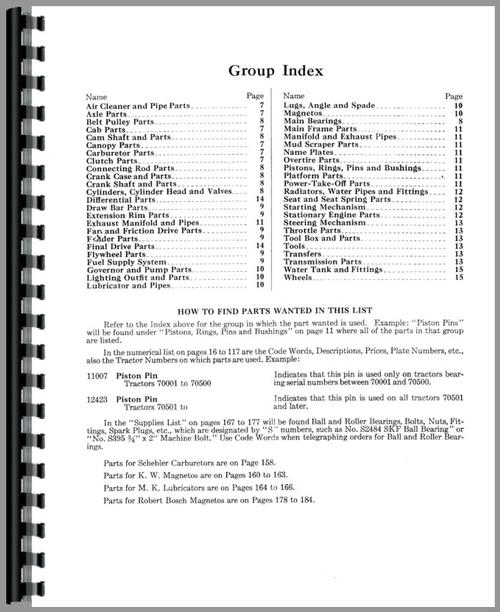 Parts Manual for Oliver (Hart Parr) Hart Parr 22-40 Tractor Sample Page From Manual