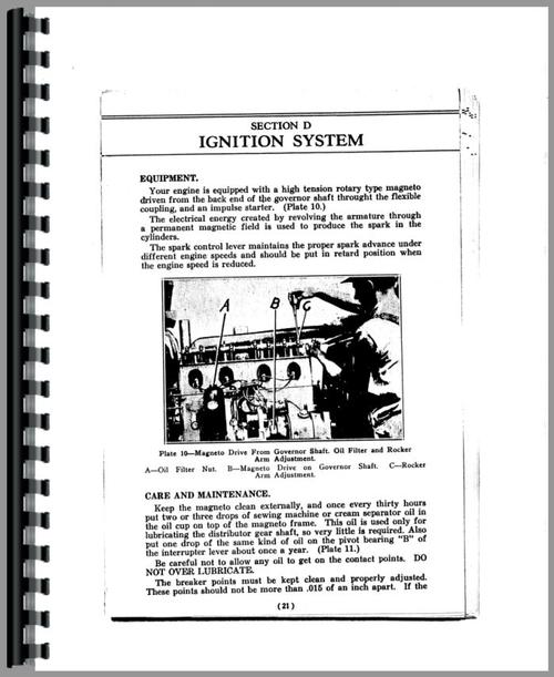 Service Manual for Oliver (Hart Parr) Hart Parr 28-44 Tractor Sample Page From Manual