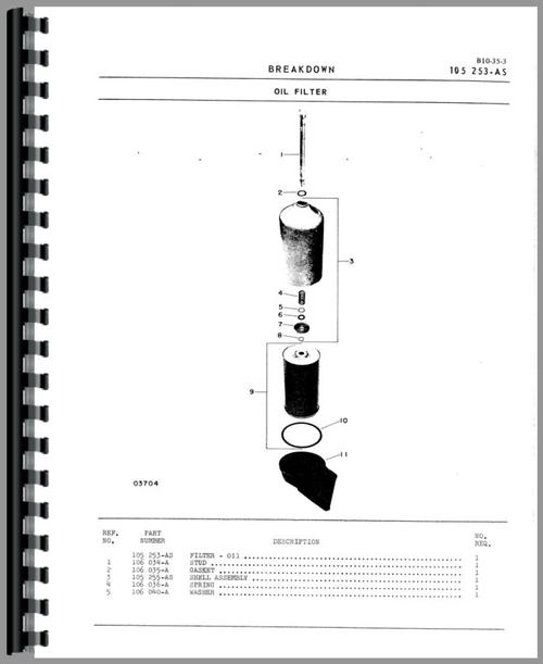 Parts Manual for Oliver 4-115 Tractor Sample Page From Manual