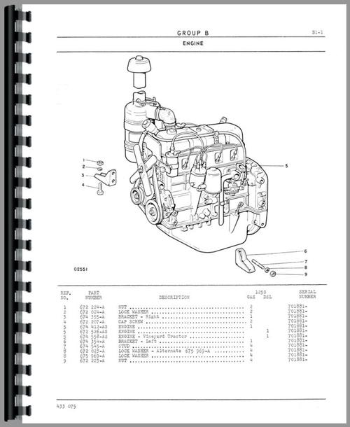 Parts Manual for Oliver 1250 Tractor Sample Page From Manual