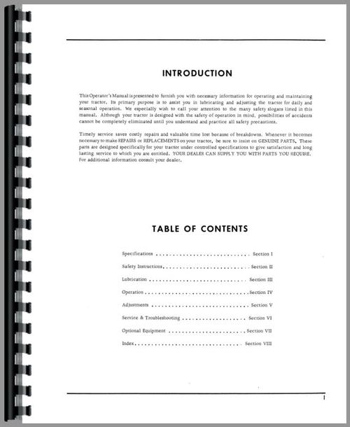Operators Manual for Oliver 1255 Tractor Sample Page From Manual