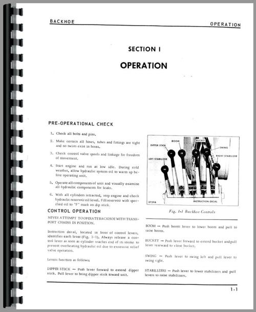 Service Manual for Oliver 1550 Backhoe Attachment Sample Page From Manual