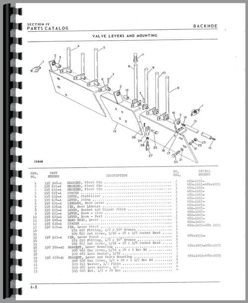 Parts Manual for Oliver 1600 Backhoe Attachment Sample Page From Manual