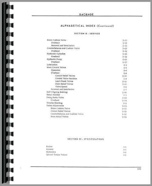 Service Manual for Oliver 1600 Backhoe Attachment Sample Page From Manual