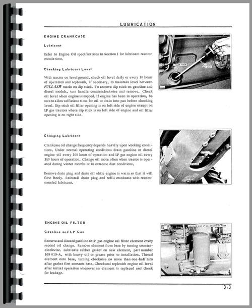 Operators Manual for Oliver 1655 Tractor Sample Page From Manual
