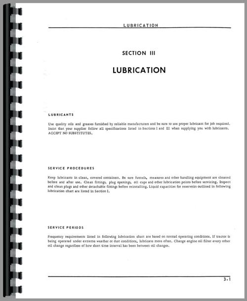 Operators Manual for Oliver 1750 Tractor Sample Page From Manual