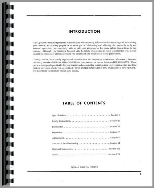 Operators Manual for Oliver 1755 Tractor Sample Page From Manual
