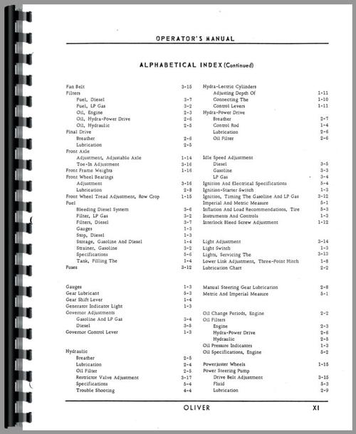 Operators Manual for Oliver 1800A Tractor Sample Page From Manual