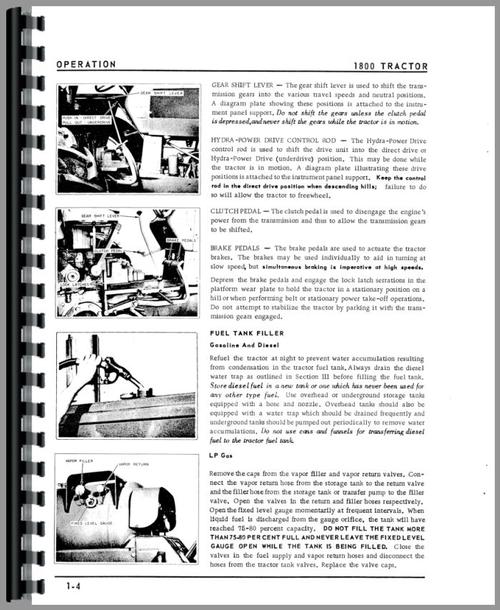 Operators Manual for Oliver 1800C Tractor Sample Page From Manual