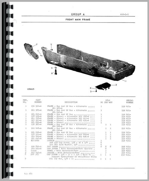 Parts Manual for Oliver 1850 Tractor Sample Page From Manual