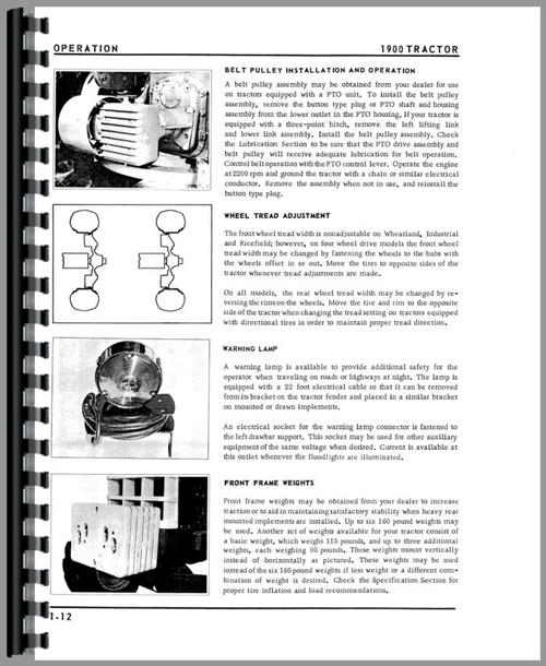 Operators Manual for Oliver 1900C Tractor Sample Page From Manual