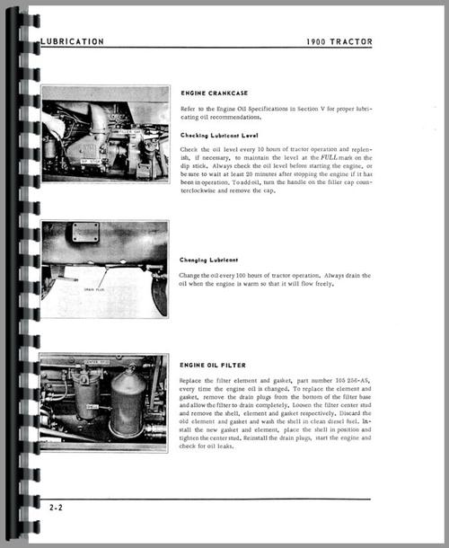 Operators Manual for Oliver 1900C Tractor Sample Page From Manual