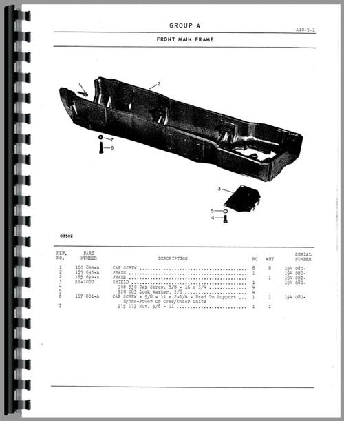 Parts Manual for Oliver 1950-T Tractor Sample Page From Manual