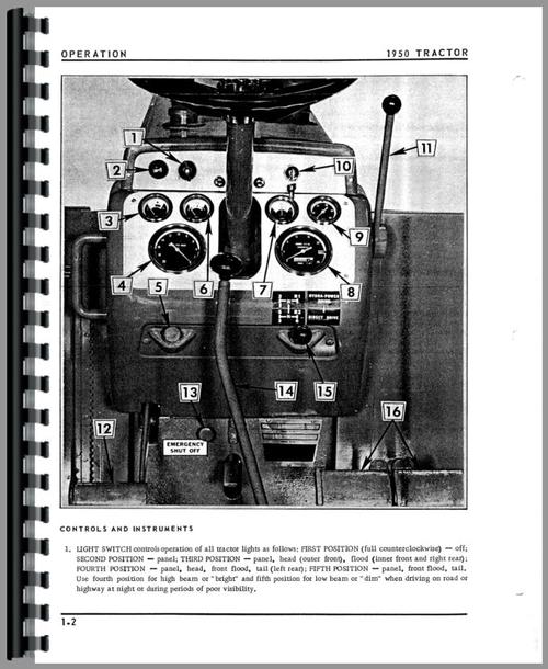 Operators Manual for Oliver 1950 Tractor Sample Page From Manual