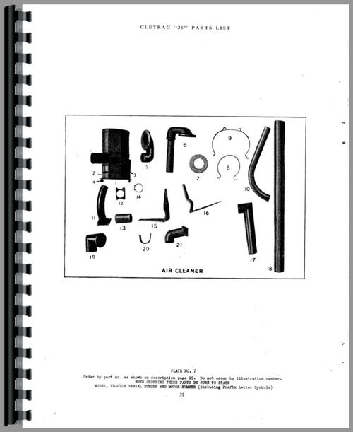 Parts Manual for Oliver 20K Cletrac Crawler Sample Page From Manual