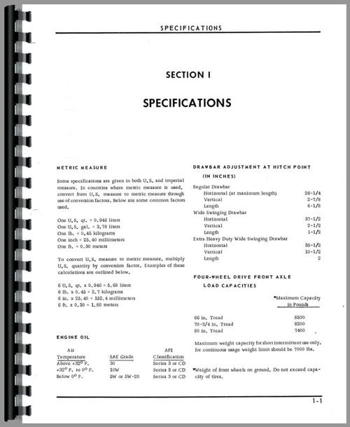 Operators Manual for Oliver 2255 Tractor Sample Page From Manual