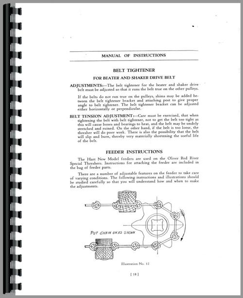 Operators Manual for Oliver 22X36 Thresher Sample Page From Manual