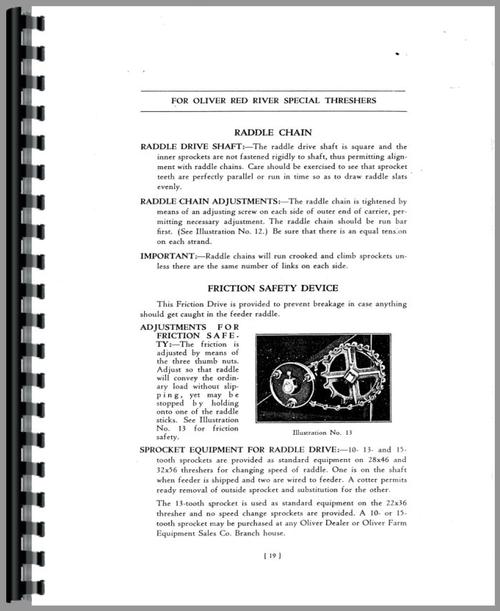 Operators Manual for Oliver 22X36 Thresher Sample Page From Manual