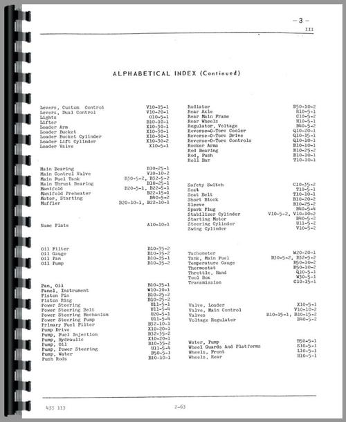 Parts Manual for Oliver 2-63 Tractor Sample Page From Manual