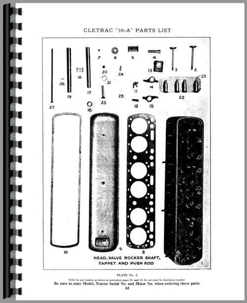 Parts Manual for Oliver 30A Cletrac Crawler Sample Page From Manual