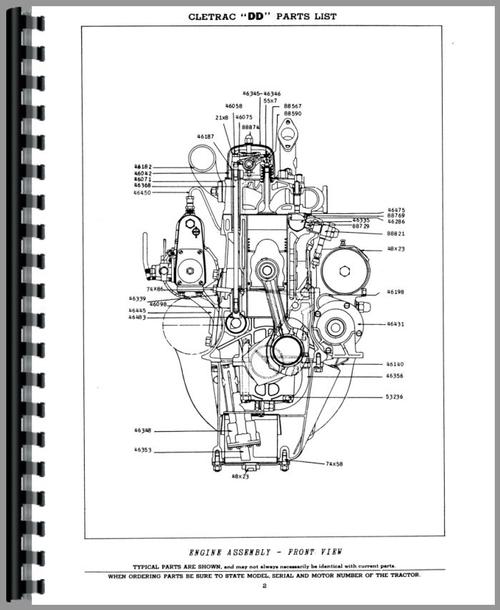 Parts Manual for Oliver 35D Cletrac Crawler Sample Page From Manual